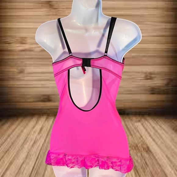 Seven ‘til Midnight Pink Lingerie Women Medium Black Corset Front Negligée - Picture 2 of 4